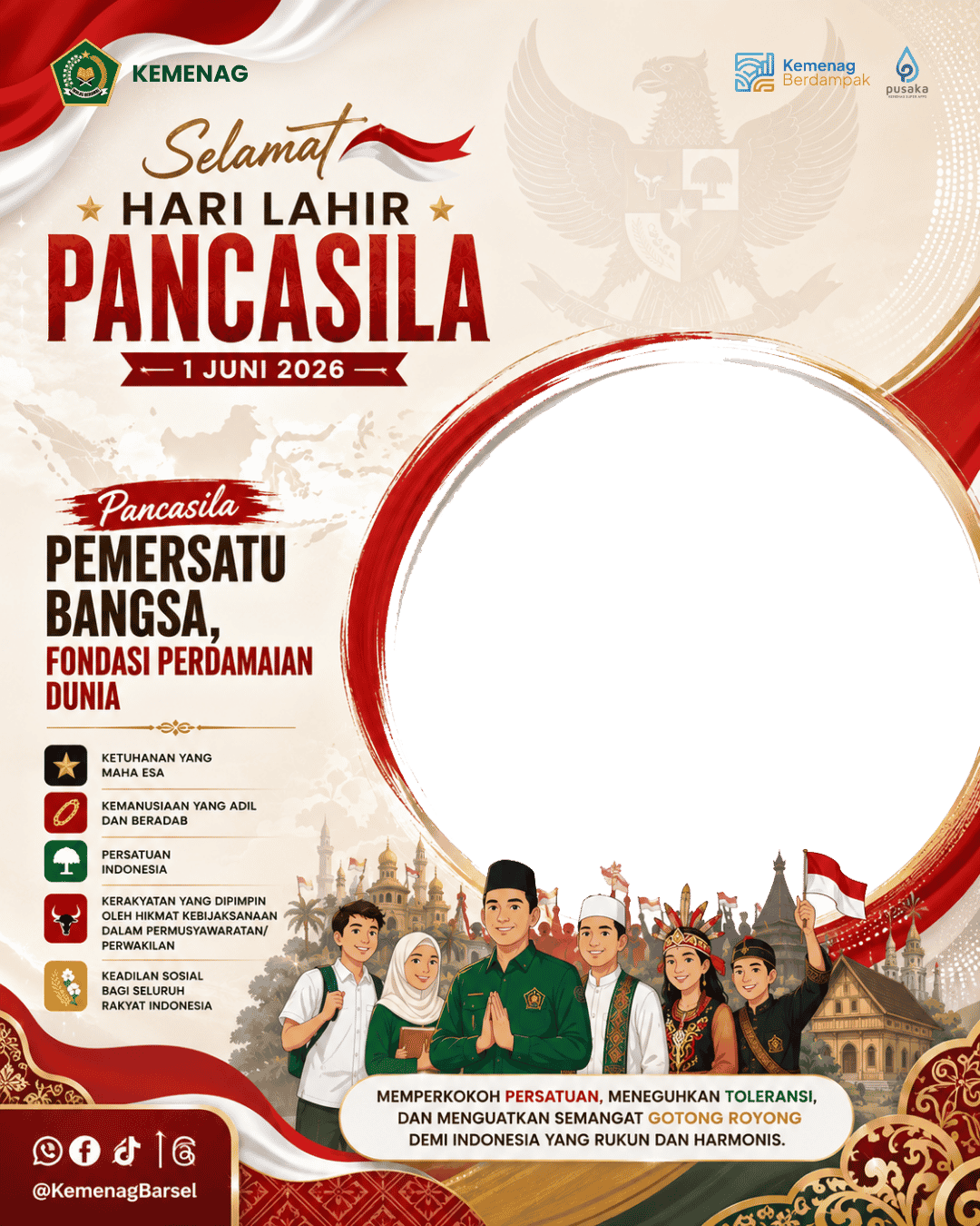 Twibbon Hari Lahir Pancasila 2026 Kemenag Barsel